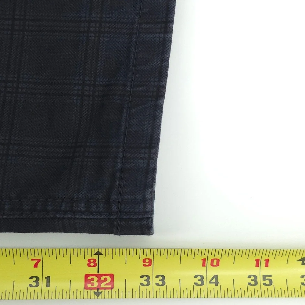 Brax Mens Pants Cooper Fancy 36x34 Navy Blue Plaid Regular Fit Trousers